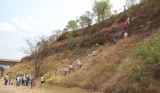 Coletando fósseis na Formação Corumbataí (Permiano), Rio Claro-SP. Excursão de 'Geologia' (2007).